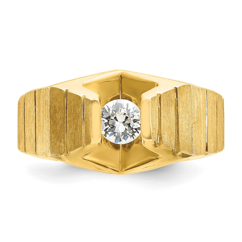 14k Yellow Gold Men's Polished and Satin 1/3 carat Diamond Complete Ring
