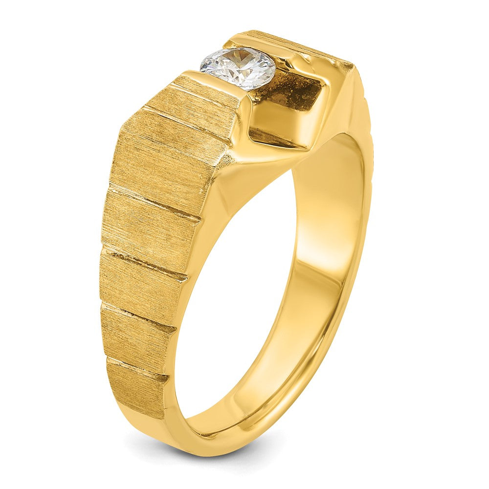 14k Yellow Gold Men's Polished and Satin 1/3 carat Diamond Complete Ring