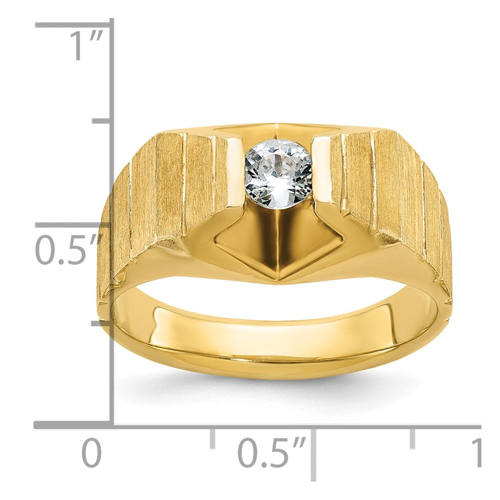 14k Yellow Gold Men's Polished and Satin 1/3 carat Diamond Complete Ring