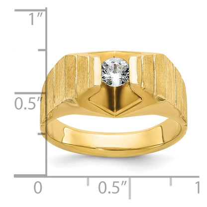 14k Yellow Gold Men's Polished and Satin 1/3 carat Diamond Complete Ring
