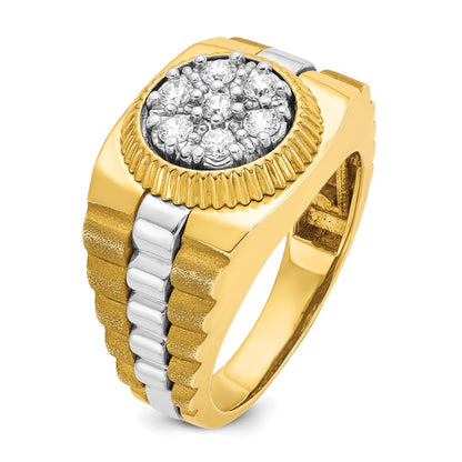 14k Two-tone Gold Men's 1/2 carat Diamond Complete Ring