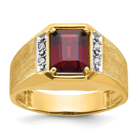 14k Yellow Gold Men's Polished and Satin Gemstone and Diamond Ring Mounting