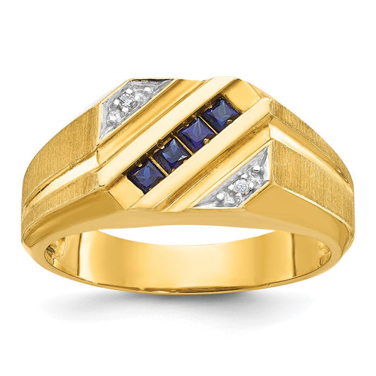 14k Yellow Gold Men's Gemstone and Diamond Satin Ring Mounting