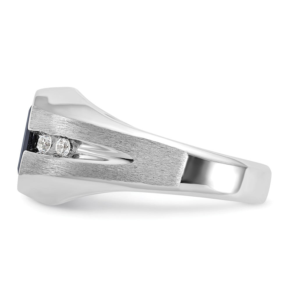 14k White Gold Men's Satin Onyx and 1/8 carat Diamond Complete Ring