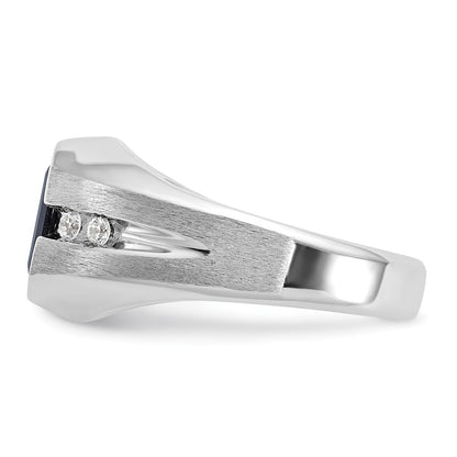 14k White Gold Men's Satin Onyx and 1/8 carat Diamond Complete Ring