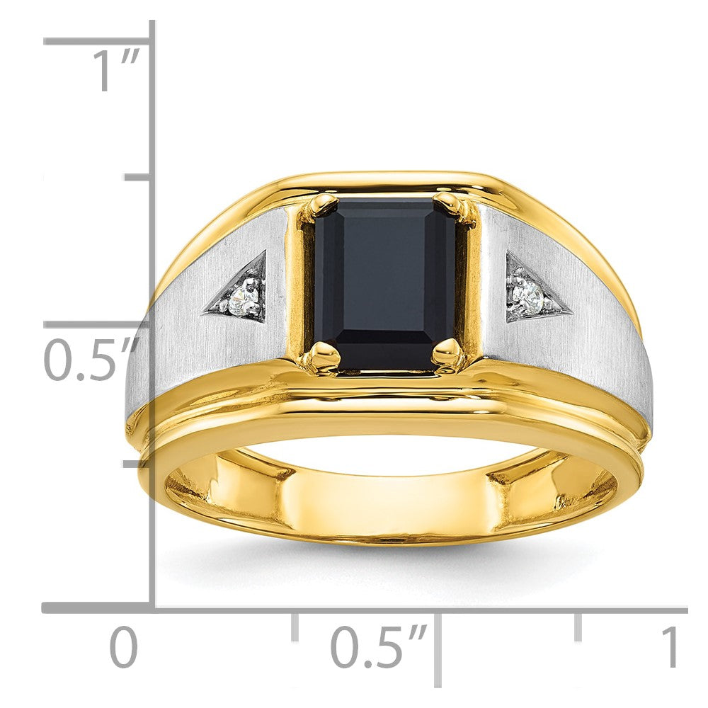 14k Two-tone Gold Men's Satin Onyx and Diamond Complete Ring