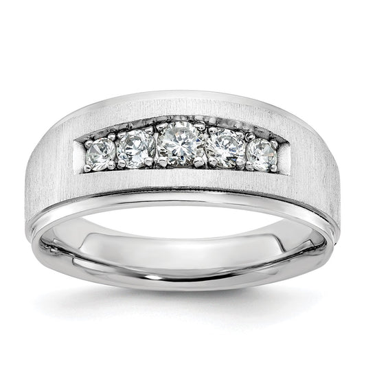 14k White Gold Men's 1/2 carat Diamond Complete Ring