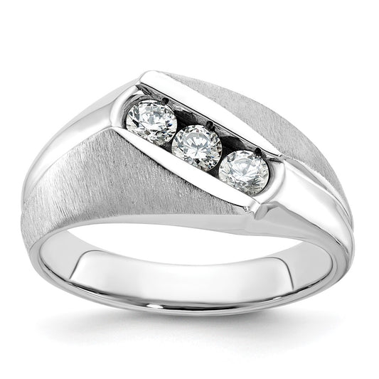 14k White Gold Men's Polished and Satin 1/2 carat Diamond Complete Ring