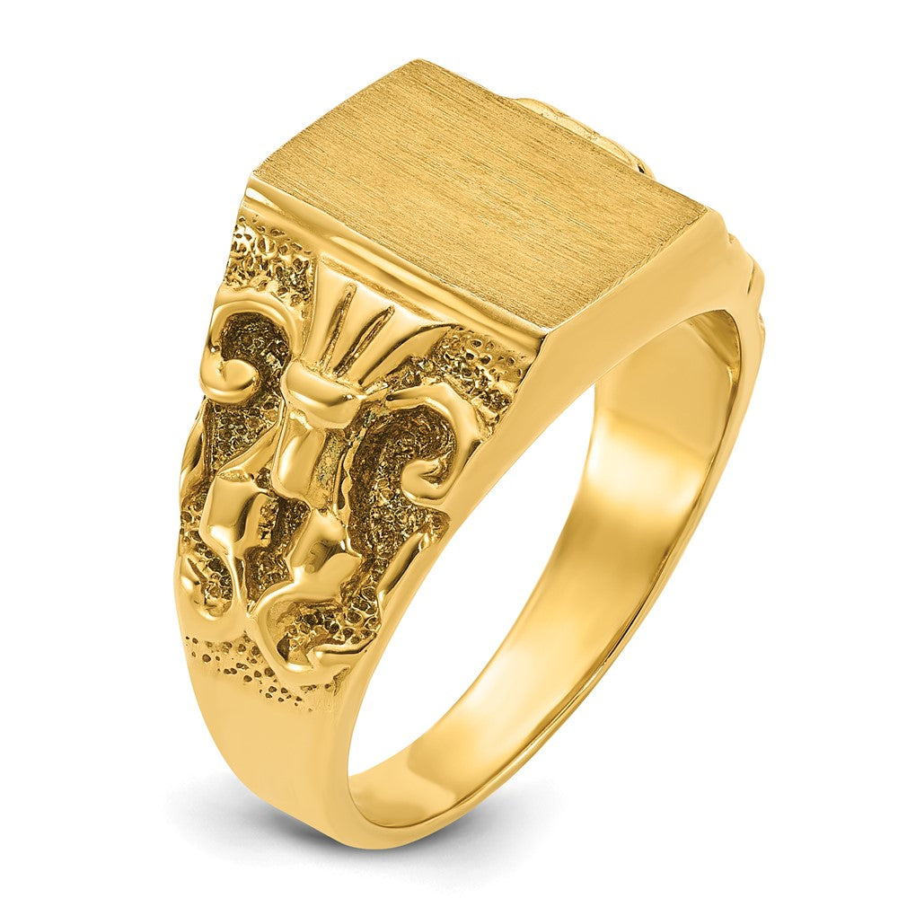 14k Yellow Gold 13x9mm Men's Signet Ring