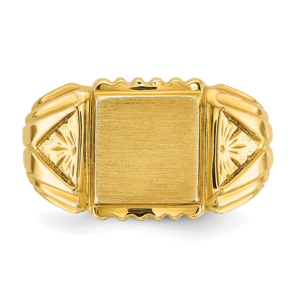14k Yellow Gold 10x10mm Men's Square Signet Ring