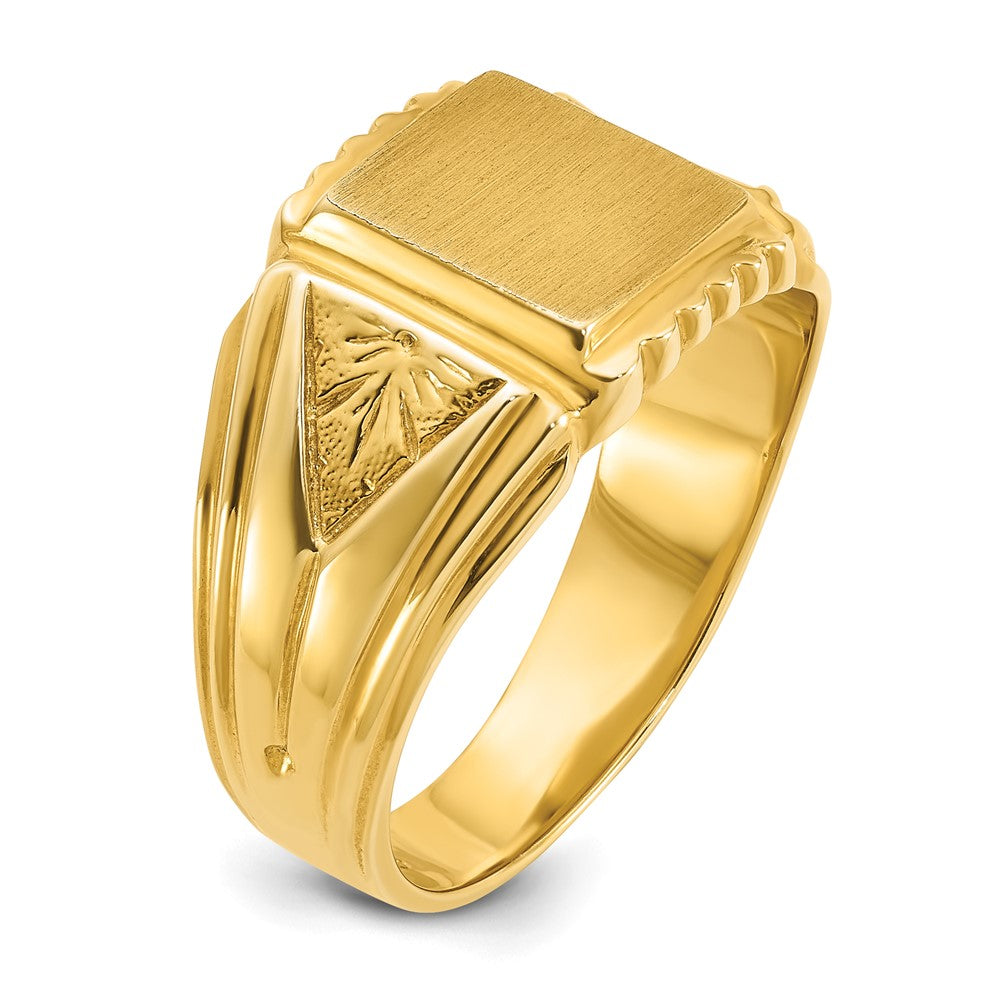 14k Yellow Gold 10x10mm Men's Square Signet Ring