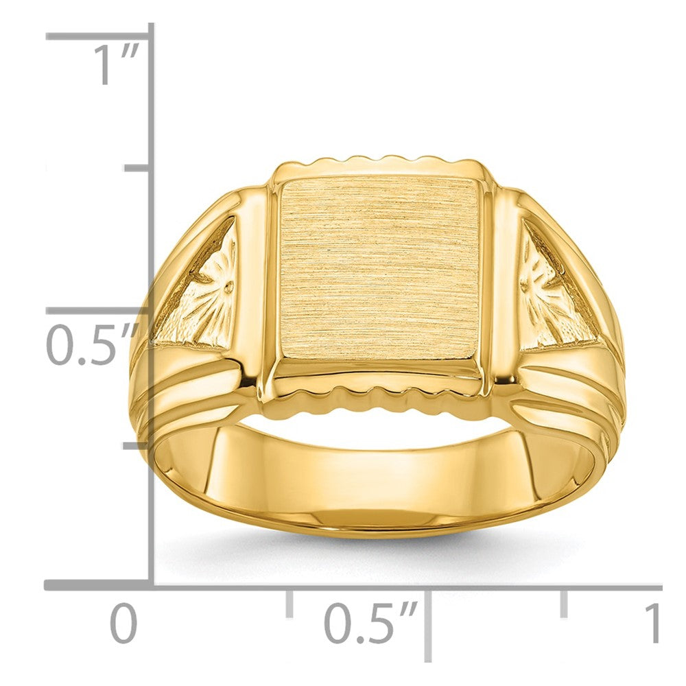 14k Yellow Gold 10x10mm Men's Square Signet Ring