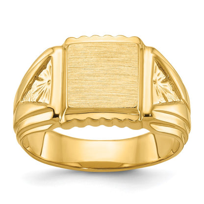 14k Yellow Gold 10x10mm Men's Square Signet Ring