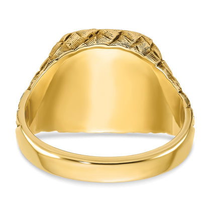 14k Yellow Gold 14.8x14.8mm Men's Cushion Signet Ring
