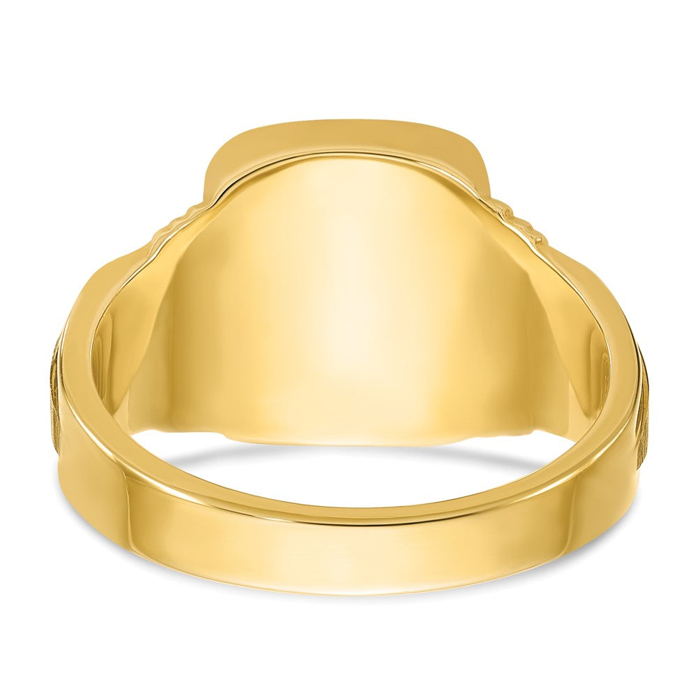 14k Yellow Gold 14x12mm Men's Cushion Signet Ring