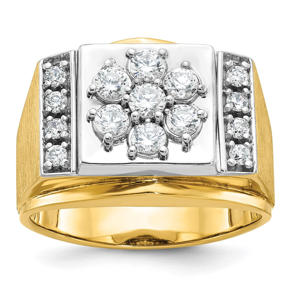 14k Two-tone Gold Men's Polished and Satin 1 carat Diamond Complete Ring