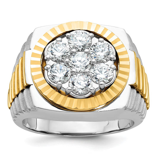 14k Two-tone Gold Men's 2 carat Diamond Complete Ring
