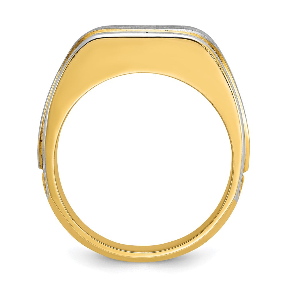 14k Two-tone Gold Men's Polished and Satin 3/8 carat Diamond Complete Ring