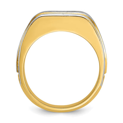 14k Two-tone Gold Men's Polished and Satin 3/8 carat Diamond Complete Ring