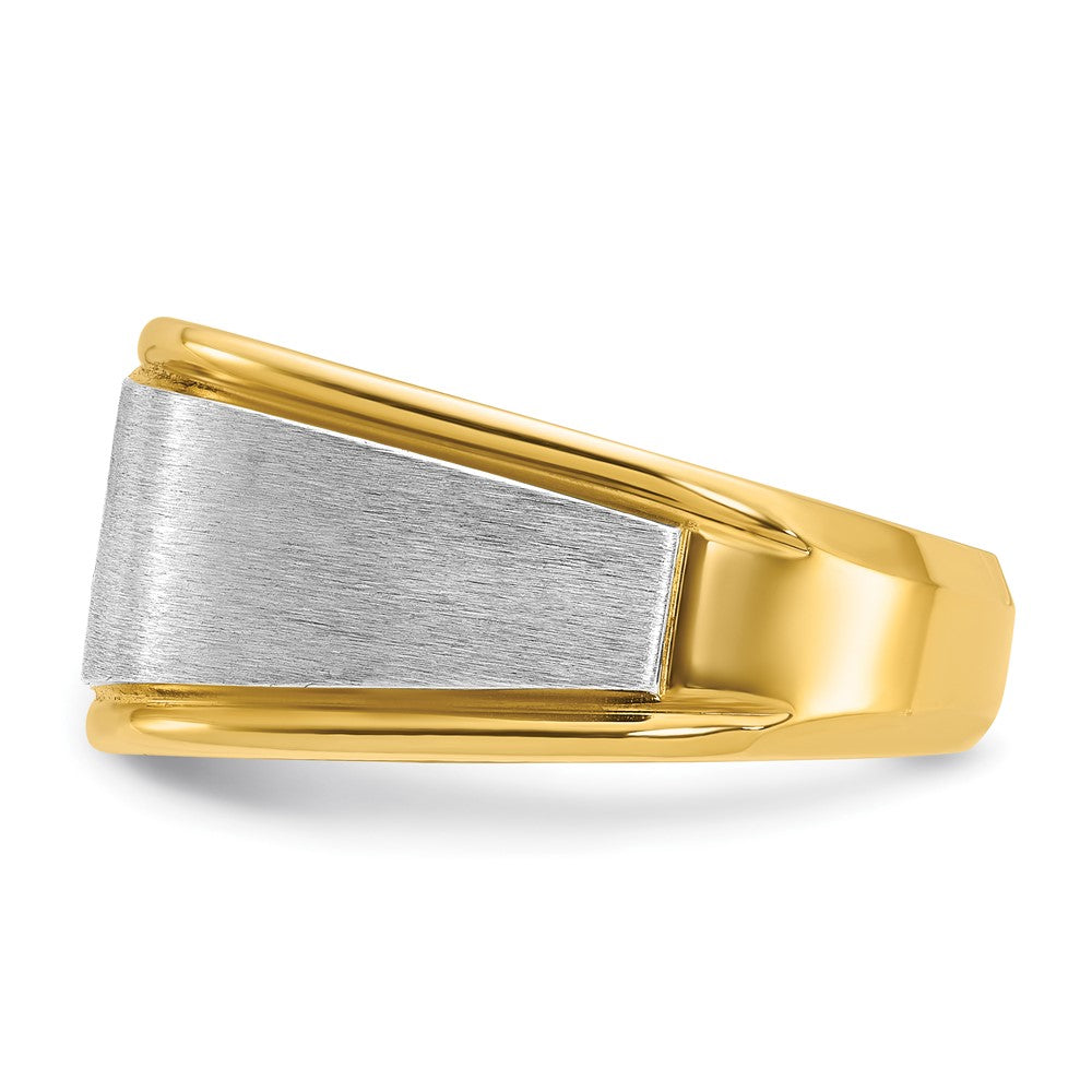 14k Two-tone Gold Men's Polished and Satin 3/8 carat Diamond Complete Ring