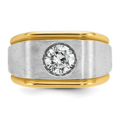 14k Two-tone Gold Men's Polished and Satin 3/8 carat Diamond Complete Ring