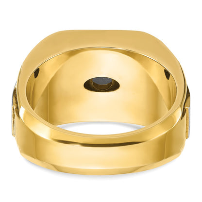 14k Two-tone Gold Men's Polished and Satin 3/8 carat Diamond Complete Ring