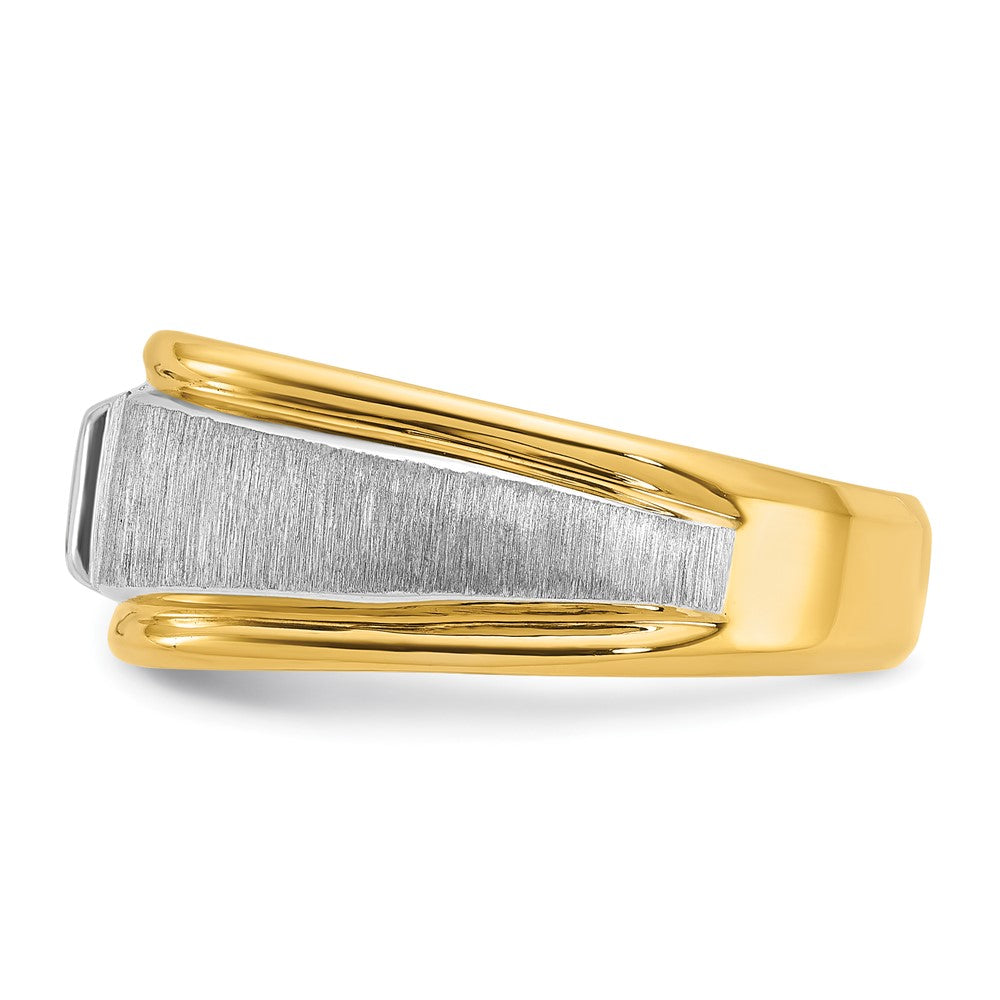 14k Two-tone Gold Men's Polished and Satin 1/4 carat Diamond Complete Ring