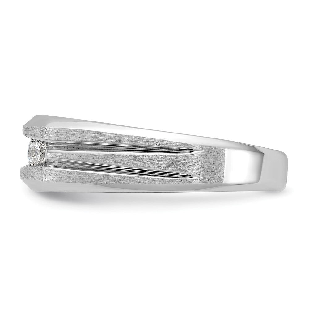 14k White Gold Men's Polished and Satin 1/4 carat Diamond Complete Ring
