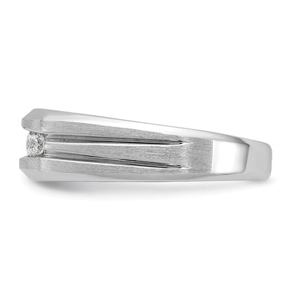 14k White Gold Men's Polished and Satin 1/4 carat Diamond Complete Ring