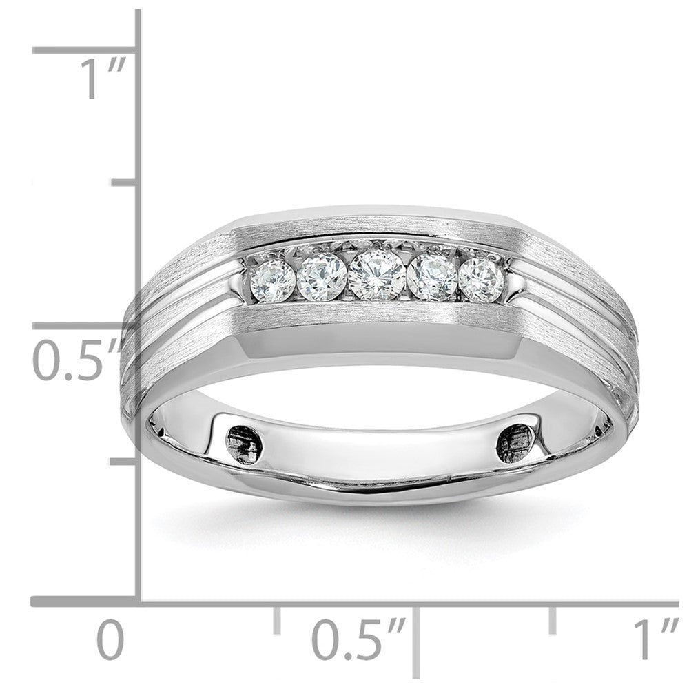 14k White Gold Men's Polished and Satin 1/4 carat Diamond Complete Ring