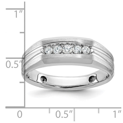 14k White Gold Men's Polished and Satin 1/4 carat Diamond Complete Ring