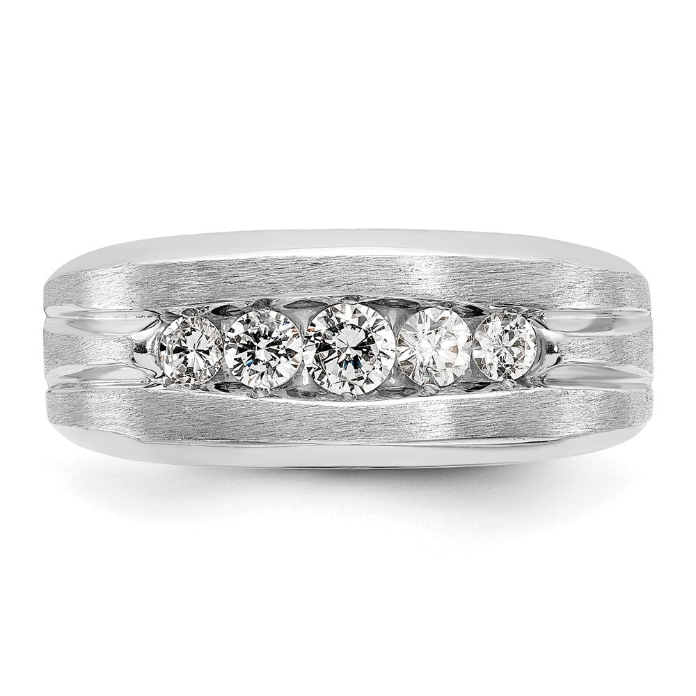 14k White Gold Men's Satin Finish 1/2 carat Diamond Complete Ring