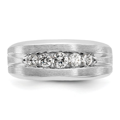 14k White Gold Men's Satin Finish 1/2 carat Diamond Complete Ring
