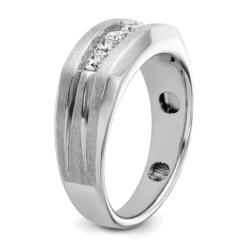 14k White Gold Men's Satin Finish 1/2 carat Diamond Complete Ring