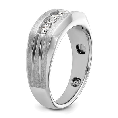 14k White Gold Men's Satin Finish 1/2 carat Diamond Complete Ring