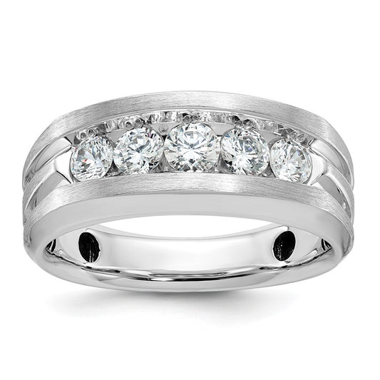 14k White Gold Men's Satin Finish 1 carat Diamond Complete Ring