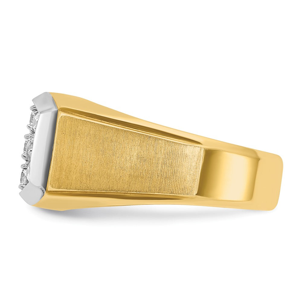 14k Yellow & Rhodium Gold with White Rhodium Men's Satin 1 carat Diamond Complete Ring