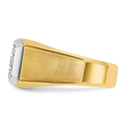 14k Yellow & Rhodium Gold with White Rhodium Men's Satin 1 carat Diamond Complete Ring