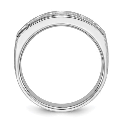 14k White Gold Men's Polished and Satin 1 carat Diamond Complete Ring
