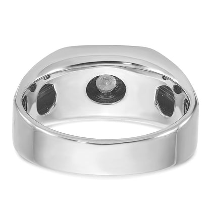 14k White Gold Men's Polished and Satin 1/5 carat Diamond Complete Ring