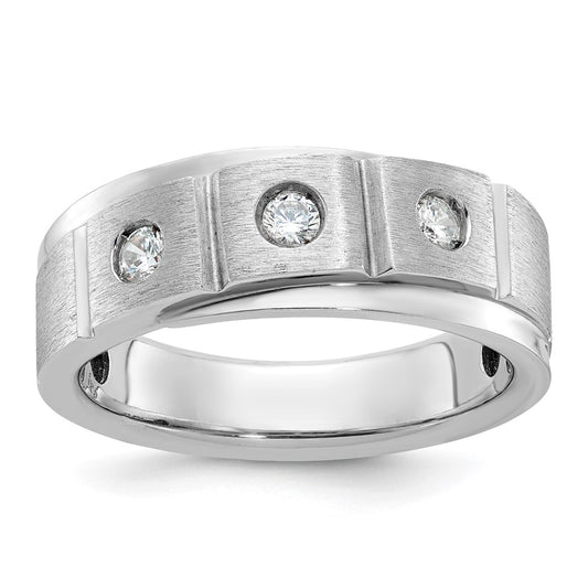 14k White Gold Men's Polished and Satin 1/4 carat Diamond Complete Ring