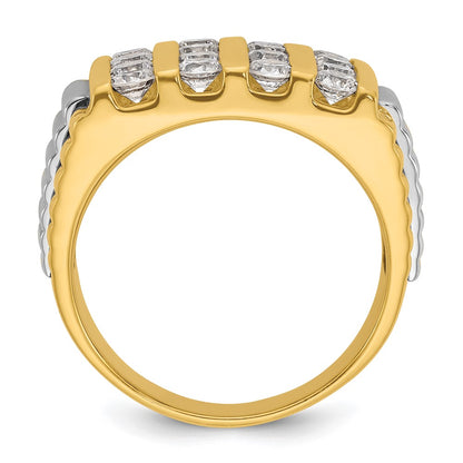 14k Two-tone Gold Men's 2 carat Diamond Complete Ring