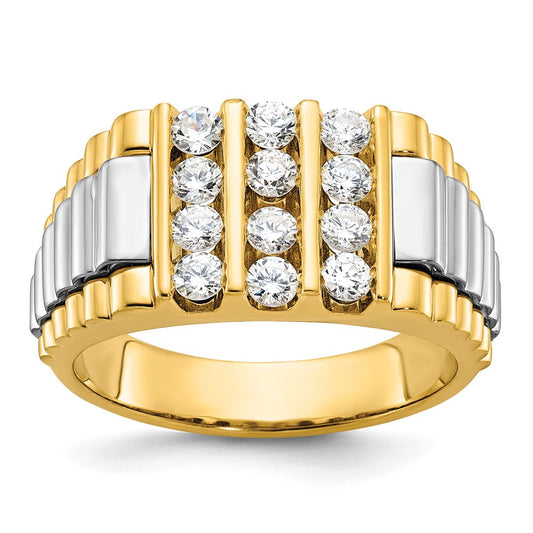 14k Two-tone Gold Men's 1 carat Diamond Complete Ring