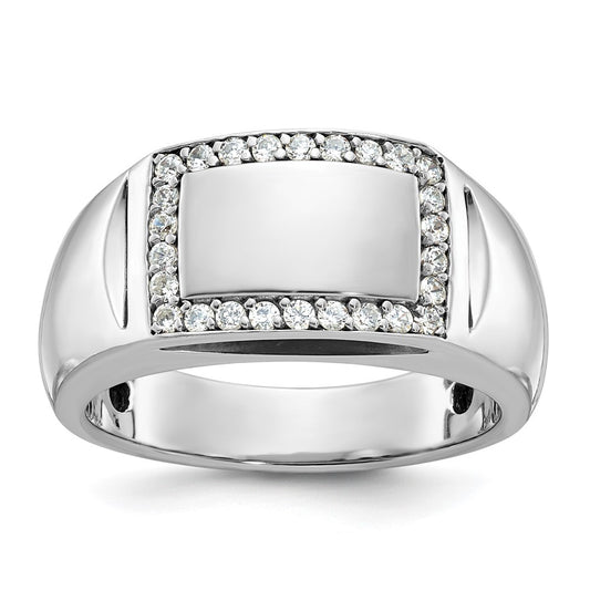 14k White Gold Men's Polished and Satin 3/8 carat Diamond Complete Ring