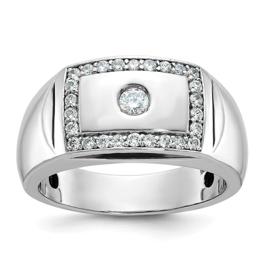 14k White Gold Men's 1/2 carat Diamond Complete Ring