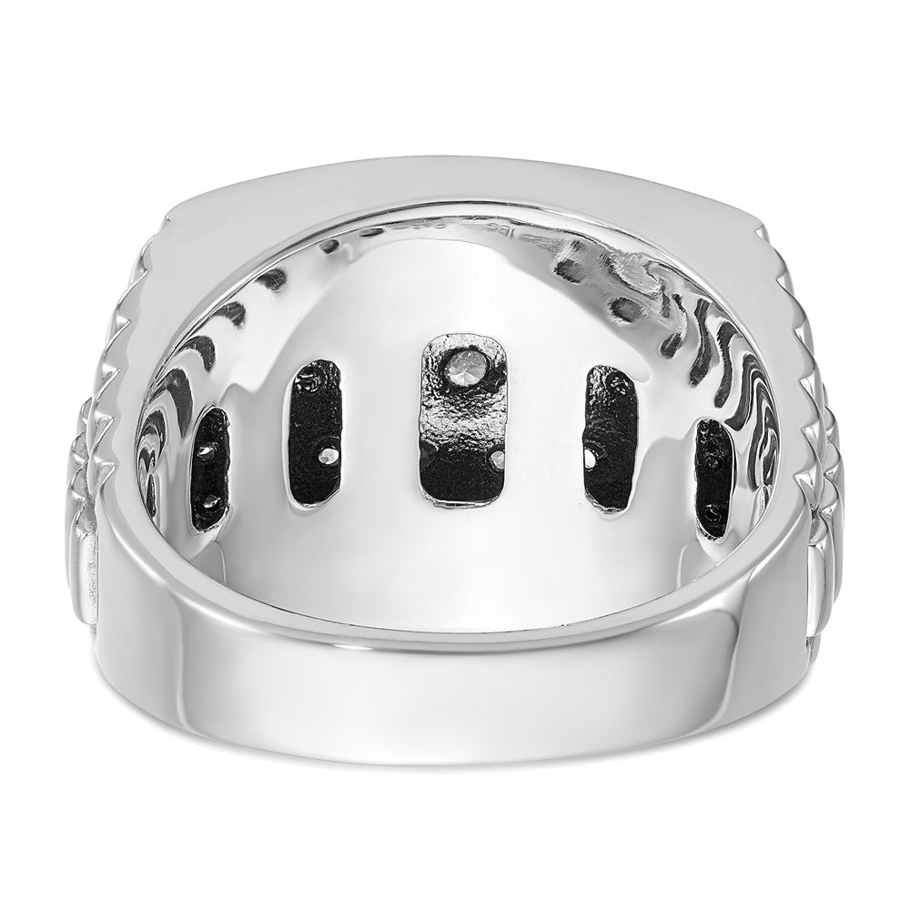 14k White Gold Men's 1 carat Black and White Diamond Complete Ring