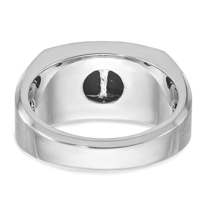 14k White Gold Men's Satin Onyx and 1/15 carat Diamond Complete Ring