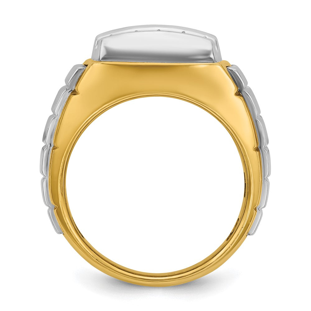 14k Two-tone Gold Men's 1 carat Diamond Cluster Complete Ring