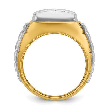 14k Two-tone Gold Men's 1 carat Diamond Cluster Complete Ring