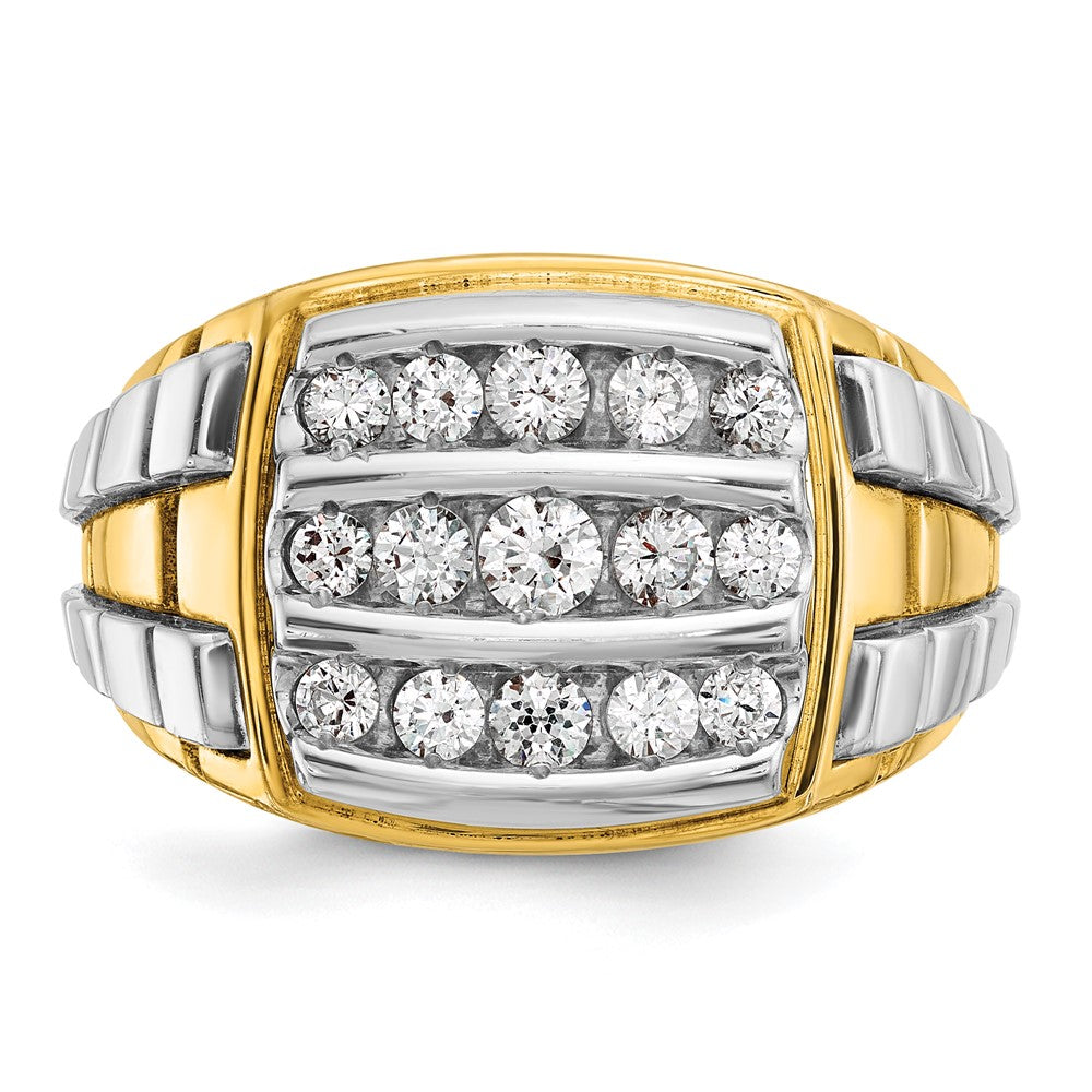 14k Two-tone Gold Men's 1 carat Diamond Cluster Complete Ring